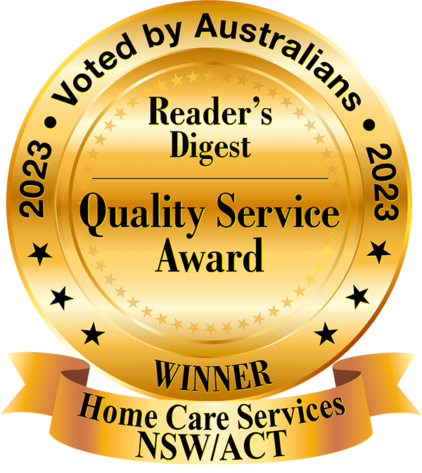 Reader's Digest 2021 Quality Service Award - Gold Medal for Home Care Services in New South Wales and Australian Capital Territory, voted by Australians